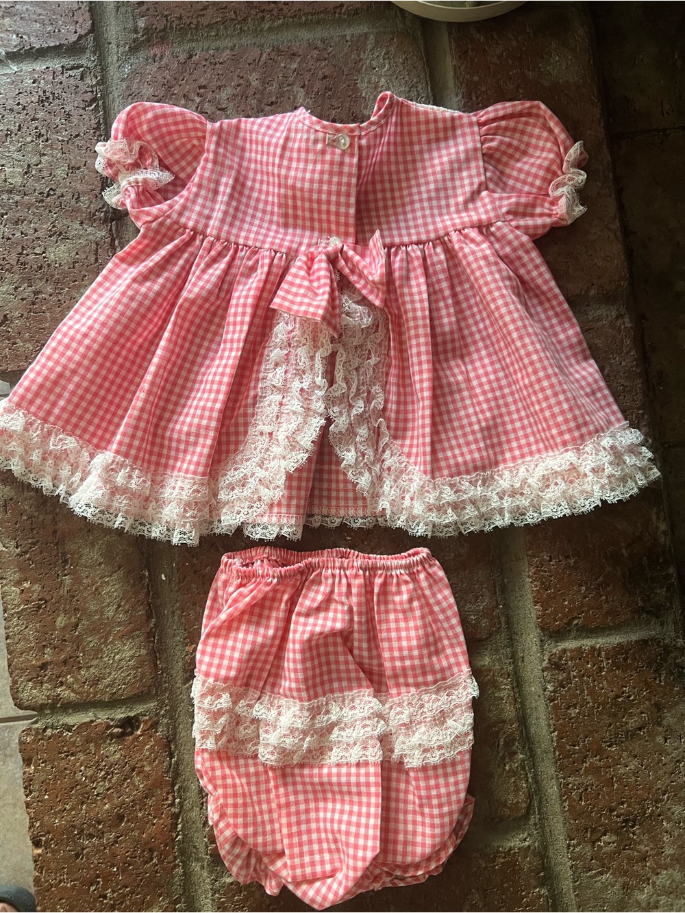 Vintage Baby dress set in plaid fabric